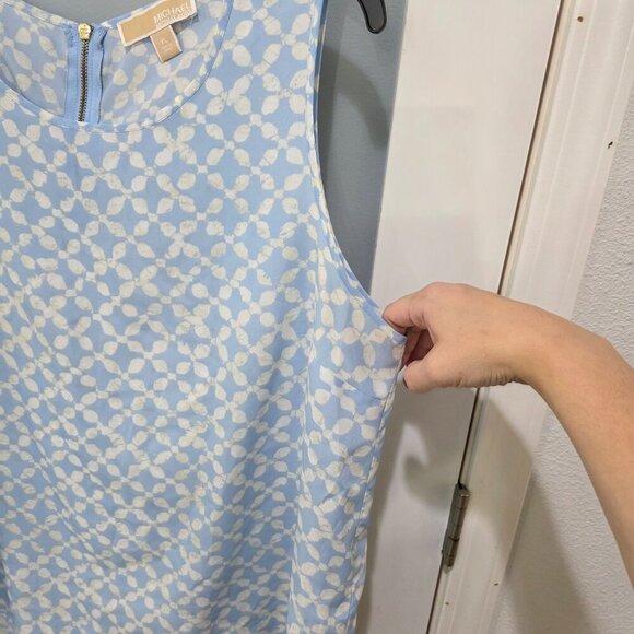 Michael Kors Blue & White Sleeveless Tank Blouse XL | Print Top - Picture 10 of 16